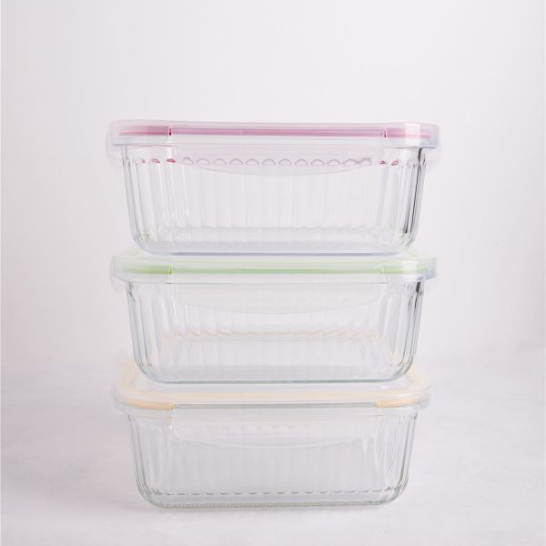 מכיל אחסון מלבני - זכוכית