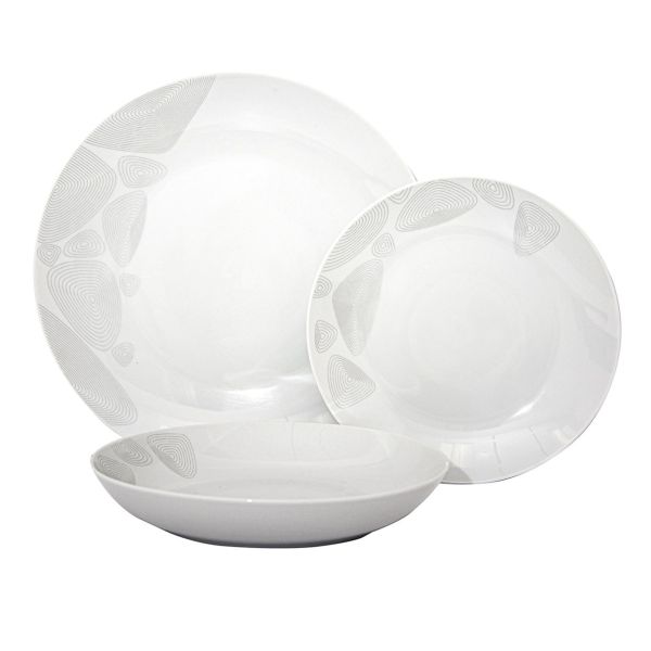 מערכת אוכל פורצלן 18 חלקים ל-6 סועדים - דגם Lacy