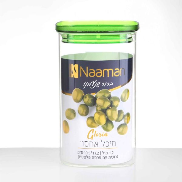 צנצנת אחסון זכוכית עם מכסה פלסטיק 1.2 ליטר Gloria