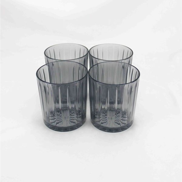 מארז 4 כוסות אקריליק – דגם Grey World