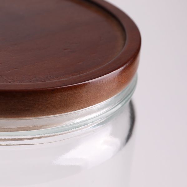 צנצנת זכוכית עם מכסה במבוק - דגם MARY