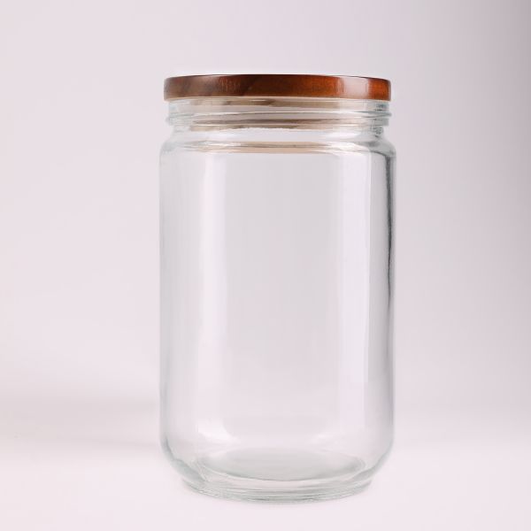 צנצנת זכוכית עם מכסה במבוק - דגם MARY