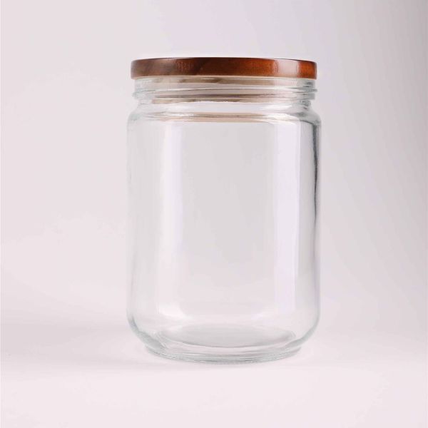 צנצנת זכוכית עם מכסה במבוק - דגם MARY