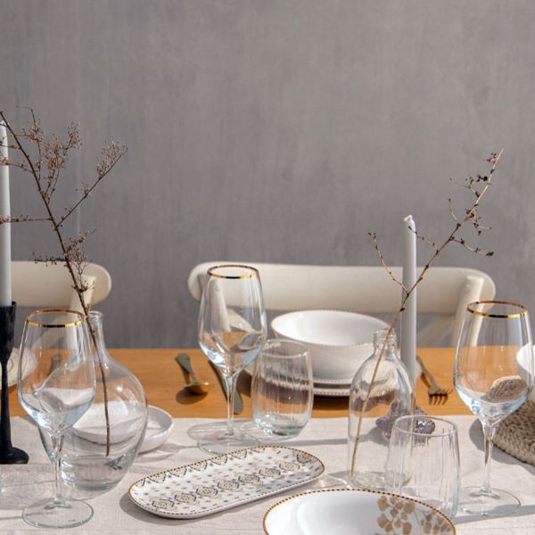 גביע יין עיטור זהב AMBER