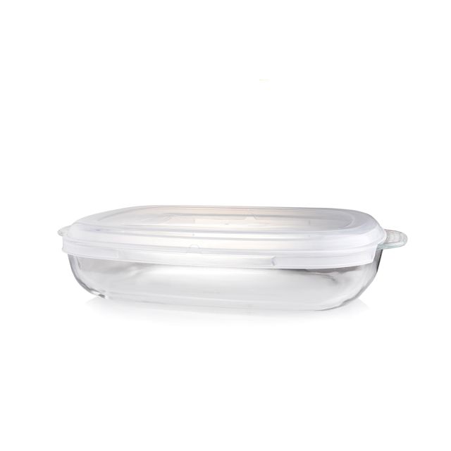 תבנית 19*28 סמ 2.4 ליטר עם מכסה פלסטיק GLASS