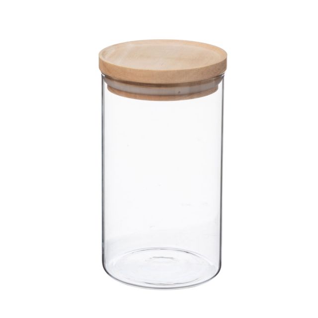 צנצנת זכוכית עם מכסה עץ 1 ליטר Hermet