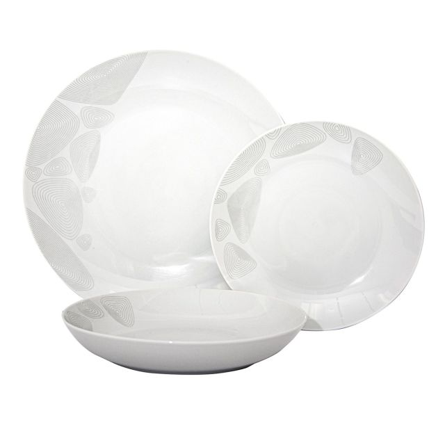 מערכת אוכל פורצלן 18 חלקים ל-6 סועדים - דגם Lacy