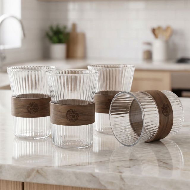 סט כוסות שתייה סדרת Glass Wood