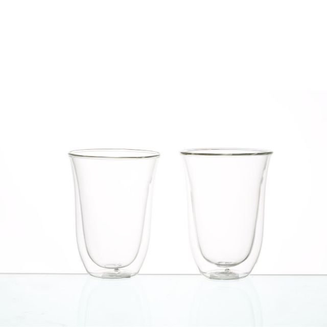 זוג כוסות קפוצ’ינו זכוכית כפולה