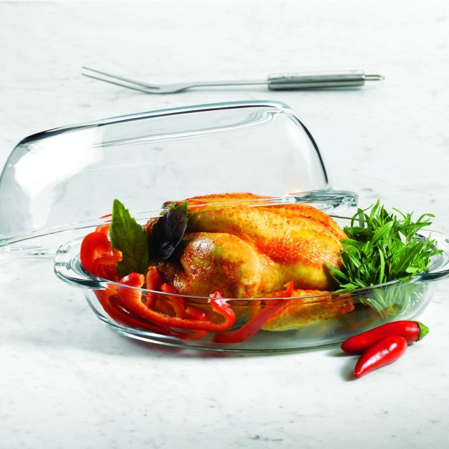 תבנית זכוכית רוסטר + מכסה אובלי